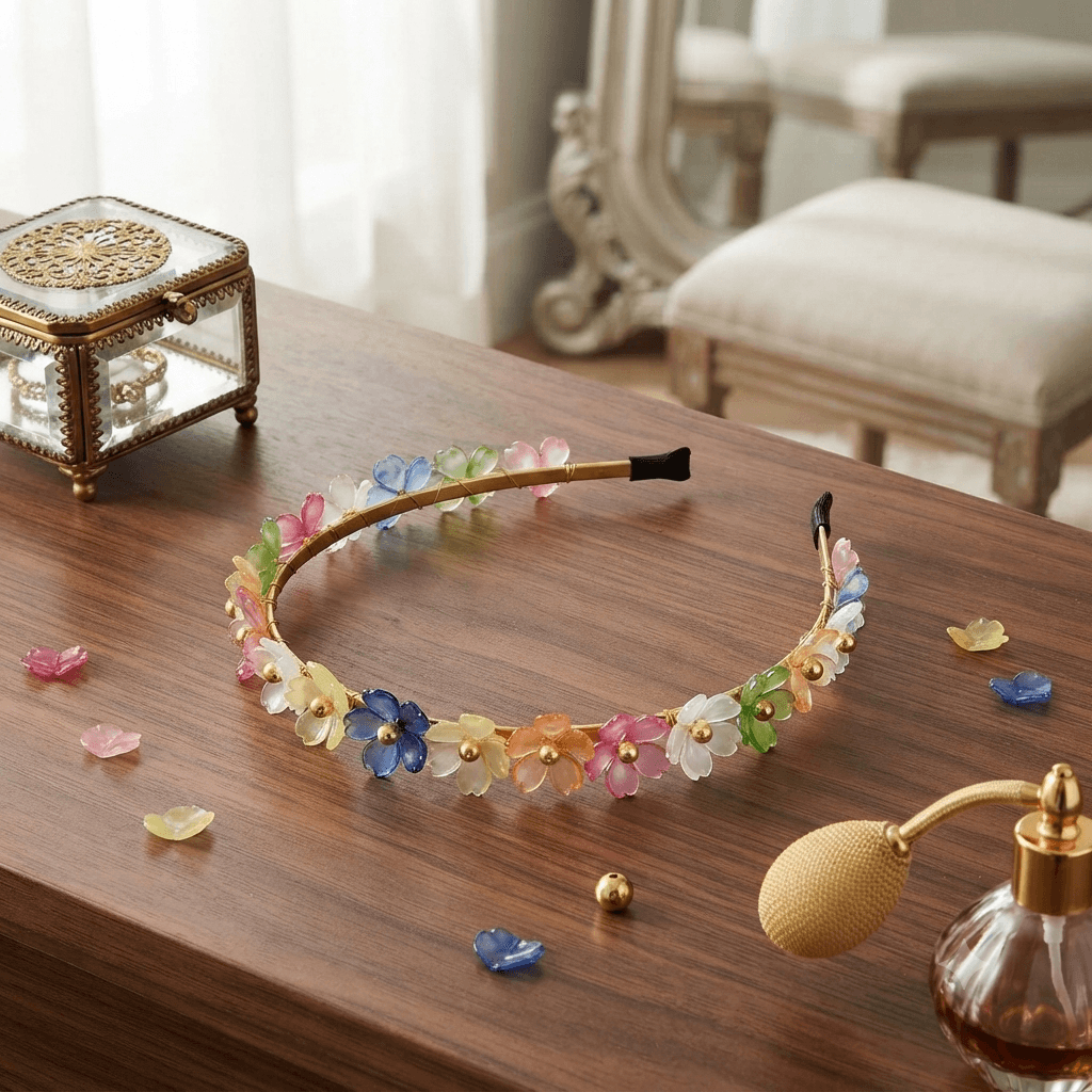 Artisan Whimsical Floral Headband | Handmade Resin Flower Hair Accessory
